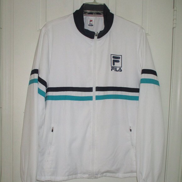 FILA Mens L/S White Full Zip Mesh-lined Tennis Jacket - Size XL - Picture 1 of 3